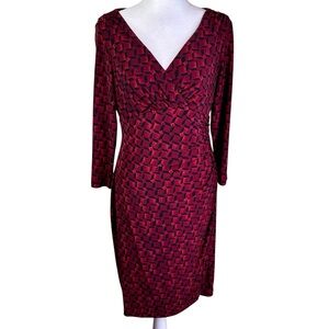 Ralph Lauren Red and Black 3/4 Sleeve Dress Size 6